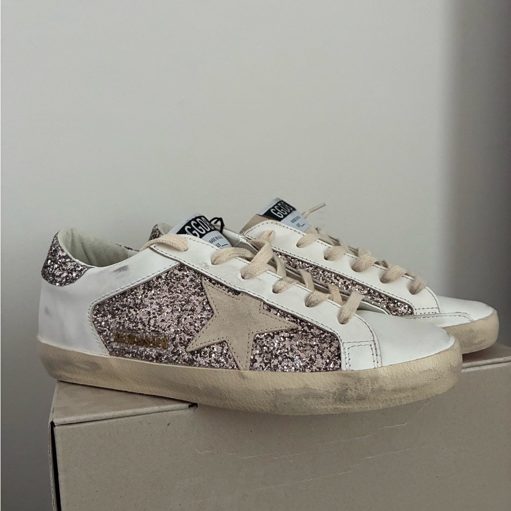 Golden Goose Women's Sneakers - White and Pink Glitter